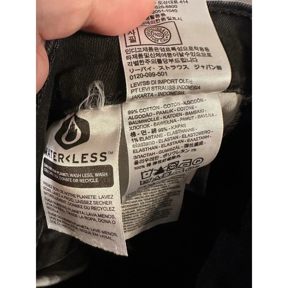 Levi's 514 Straight Fit Jeans Black Denim Pants Mens W34 L30